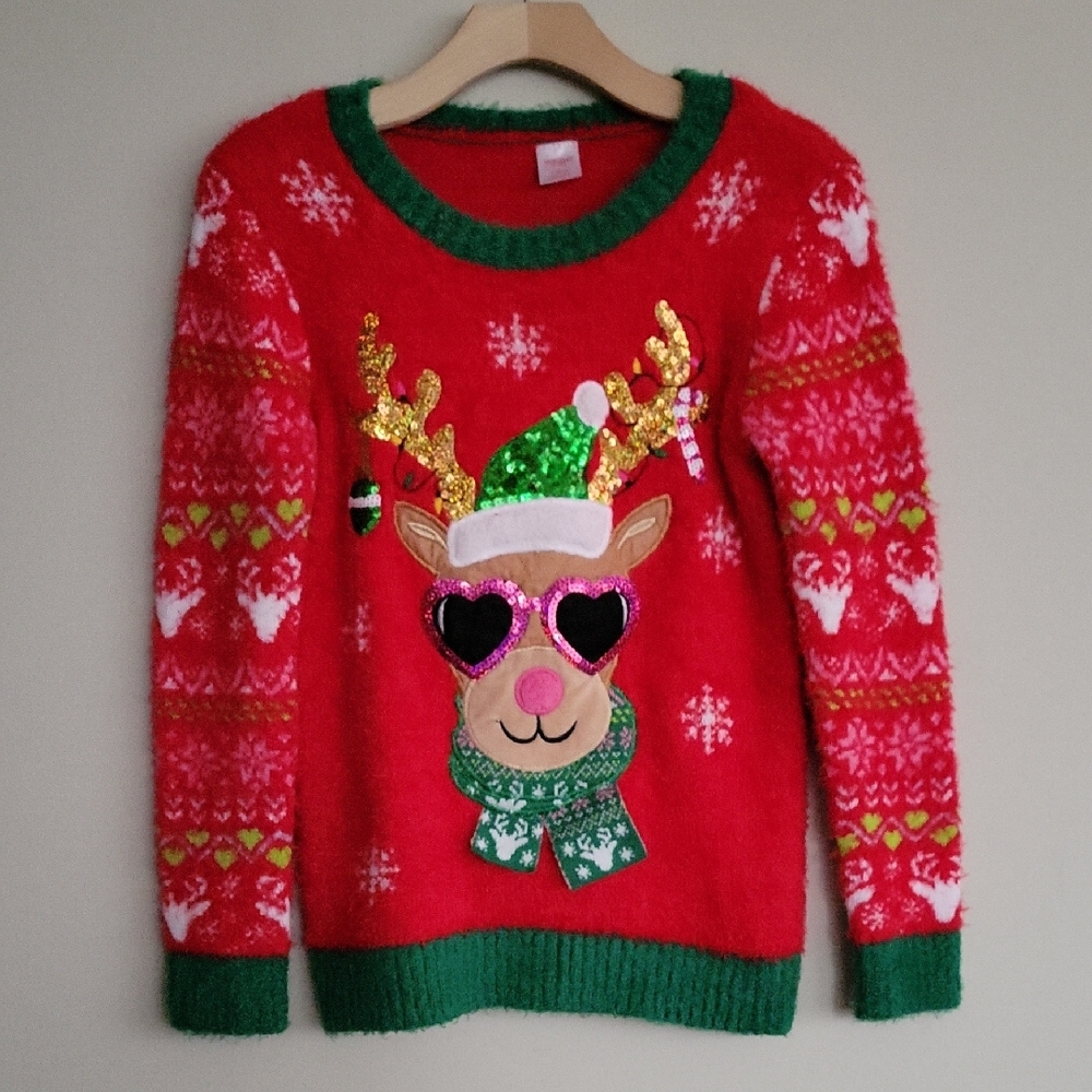 Holiday Time Chtistmas Ugly Festive Reindeer Sweater